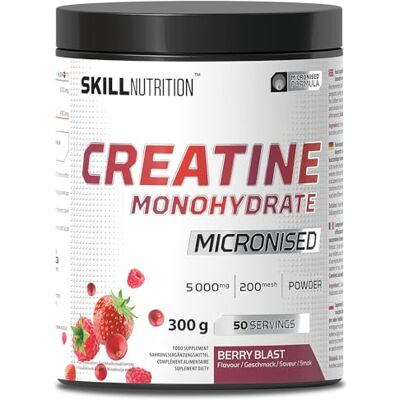 SKILL NUTRITION Creatine 300g Berry Blast Mikronisiertes Kreatinmonohydrat für verbesserte Bioverfügbarkeit und Leistung Unterstützt Kraft, Muskelwachstum Vegan, reine Formel SKILL NUTRITION Creatine 300g Berry Blast Mikronisiertes Kreatinmonohydrat für verbesserte Bioverfügbarkeit und Leistung Unterstützt Kraft, Muskelwachstum Vegan, reine Formel