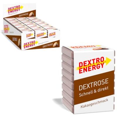 Dextro Energy Traubenzucker Würfel Kakao Flavour 36x46g (36er Pack) Schnelle Kohlenhydrate für schnelle Energie mit schokoladigem Geschmack, mit Maltodextrin Dextro Energy Traubenzucker Würfel Kakao Flavour 36x46g (36er Pack) Schnelle Kohlenhydrate für schnelle Energie mit schokoladigem Geschmack, mit Maltodextrin