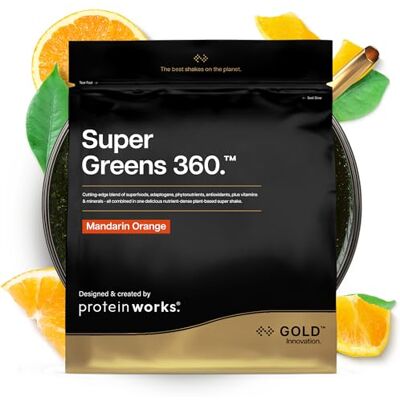 THE PROTEIN WORKS Protein Works Super Greens 360 Gold, Mandarin Orange, 500g Erweitertes Greens-Pulver, 159 Gesundheitsvorteile, Spirulina, Antioxidantien, Superfoods & Adaptogene, vegan, 41 Portionen THE PROTEIN WORKS Protein Works Super Greens 360 Gold, Mandarin Orange, 500g Erweitertes Greens-Pulver, 159 Gesundheitsvorteile, Spirulina, Antioxidantien, Superfoods & Adaptogene, vegan, 41 Portionen