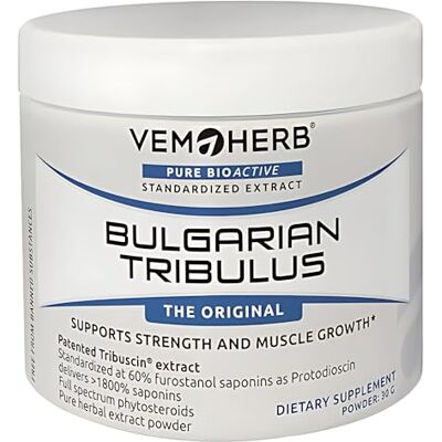 VEMOHERB Bulgarischer Tribulus Terrestris Extrakt Pulver 30 g – 100% Rein, 60% Furostanol-Saponine – Kraft, Muskelaufbau, Testosteron & Hormonbalance – Vegan, Hochpotente Performance-Formel – ® VEMOHERB Bulgarischer Tribulus Terrestris Extrakt Pulver 30 g – 100% Rein, 60% Furostanol-Saponine – Kraft, Muskelaufbau, Testosteron & Hormonbalance – Vegan, Hochpotente Performance-Formel – ®