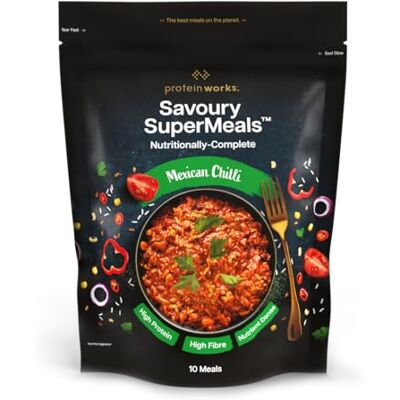 THE PROTEIN WORKS Savoury SuperMeals, Mexican Chilli, Herzhaftes Fertiggericht, Vegane Protein-Mahlzeit, Ballaststoffreich, 26 Vitamine & Mineralstoffe, Nährstoffreich, 10 Mahlzeiten Protein Works THE PROTEIN WORKS Savoury SuperMeals, Mexican Chilli, Herzhaftes Fertiggericht, Vegane Protein-Mahlzeit, Ballaststoffreich, 26 Vitamine & Mineralstoffe, Nährstoffreich, 10 Mahlzeiten Protein Works