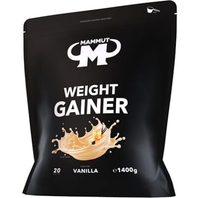 Mammut Nutrition Crash Weight Gainer Pulver Vanilla – 1,4 kg – 518 kcal/Shake für Gewichtszunahme – 80% Kohlenhydrate – 4-Komponenten Protein – Ideal für Ausdauer- und Leistungssportler Mammut Nutrition Crash Weight Gainer Pulver Vanilla – 1,4 kg – 518 kcal/Shake für Gewichtszunahme – 80% Kohlenhydrate – 4-Komponenten Protein – Ideal für Ausdauer- und Leistungssportler