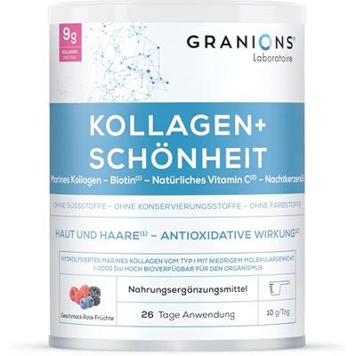 Granions Kollagen Pulver 260g Meereskollagen Mit Biotin, Vitamin C & Hyaluronsäure Kollagenpulver Hochdosiert Für Haut Und Haare Mit Biotin, Hyaluronsäure & Vitamin C Geschmack Rote Früchte Granions Kollagen Pulver 260g Meereskollagen Mit Biotin, Vitamin C & Hyaluronsäure Kollagenpulver Hochdosiert Für Haut Und Haare Mit Biotin, Hyaluronsäure & Vitamin C Geschmack Rote Früchte