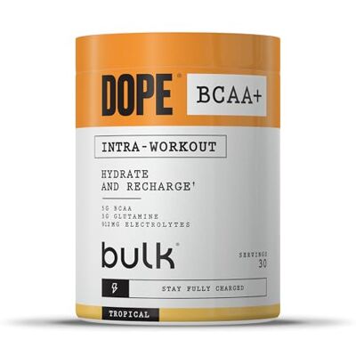 BULK POWDERS Dope BCAA+ Intra-Workout Powder Tropical 360 g 30 Servings 5g BCAAs Electrolyte Blend Glutamine Vitamin B6 & B12 Supports Hydration, Energy & Recovery BULK POWDERS Dope BCAA+ Intra-Workout Powder Tropical 360 g 30 Servings 5g BCAAs Electrolyte Blend Glutamine Vitamin B6 & B12 Supports Hydration, Energy & Recovery