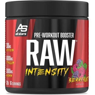 All Stars Raw Intensity Pre Workout Booster Berry Blast I Fitness-Pulver mit Aminosäuren & Pflanzenextrakt I Energy Drink mit Koffein & Taurin I Shake fettarm & zuckerarm All Stars Raw Intensity Pre Workout Booster Berry Blast I Fitness-Pulver mit Aminosäuren & Pflanzenextrakt I Energy Drink mit Koffein & Taurin I Shake fettarm & zuckerarm