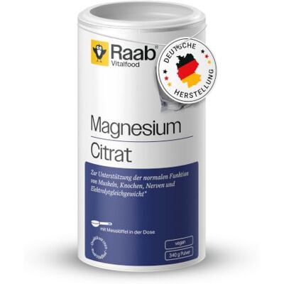 Raab Vitalfood ® Magnesiumcitrat Pulver (340 g) 100% Magnesiumcitrat ohne Zusätze, gut zu dosieren, ideal für Sportler für Muskeln, Nerven, Elektrolyt-Haushalt laborgeprüft, vegan Raab Vitalfood ® Magnesiumcitrat Pulver (340 g) 100% Magnesiumcitrat ohne Zusätze, gut zu dosieren, ideal für Sportler für Muskeln, Nerven, Elektrolyt-Haushalt laborgeprüft, vegan