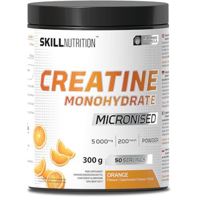 SKILL NUTRITION Creatine 300g Orange Mikronisiertes Kreatinmonohydrat für verbesserte Bioverfügbarkeit und Leistung Unterstützt Kraft, Muskelwachstum Vegan, reine Formel SKILL NUTRITION Creatine 300g Orange Mikronisiertes Kreatinmonohydrat für verbesserte Bioverfügbarkeit und Leistung Unterstützt Kraft, Muskelwachstum Vegan, reine Formel