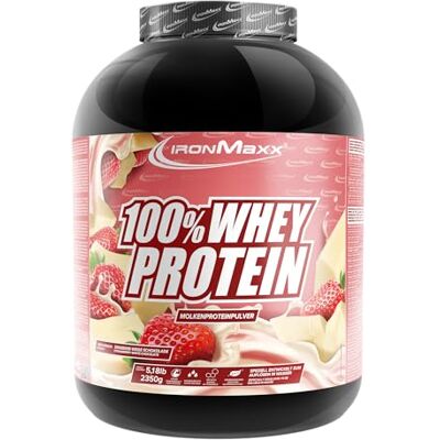 IronMaxx 100% Whey Protein Pulver 2350g Erdbeere Weiße Schokolade Cremiger Eiweißshake mit BCAAs & EAAs High Protein, Low Carb & zuckerarm Ideal für Diät & Fitness Design kann variieren IronMaxx 100% Whey Protein Pulver 2350g Erdbeere Weiße Schokolade Cremiger Eiweißshake mit BCAAs & EAAs High Protein, Low Carb & zuckerarm Ideal für Diät & Fitness Design kann variieren