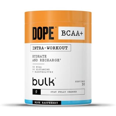 BULK POWDERS Dope BCAA+ Intra-Workout Powder Blue Raspberry 360 g 30 Servings 5g BCAAs Electrolyte Blend Glutamine Vitamin B6 & B12 Supports Hydration, Energy & Recovery BULK POWDERS Dope BCAA+ Intra-Workout Powder Blue Raspberry 360 g 30 Servings 5g BCAAs Electrolyte Blend Glutamine Vitamin B6 & B12 Supports Hydration, Energy & Recovery