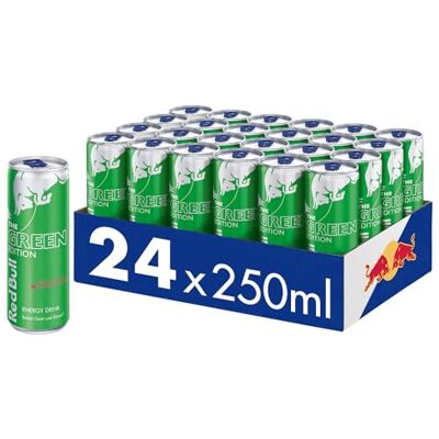 Red Bull Green Edition 24 Tray (250ML) beinhaltet Koffein, Taurin, B-Vitamine, Zucker und Wasser, 250 ml, 24-Pack Red Bull Green Edition 24 Tray (250ML) beinhaltet Koffein, Taurin, B-Vitamine, Zucker und Wasser, 250 ml, 24-Pack