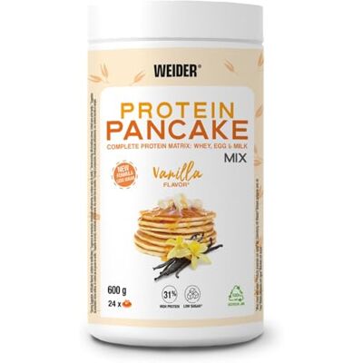 Weider Protein Pancake Mix, Vanille, 1er Pack (1x 600g), 0.6 kg Proteinquellen: Molke, Ei & Vollmichprotein, Wenig Zucker, Wenig Kohlenhydraten, (24 Portionen) Weider Protein Pancake Mix, Vanille, 1er Pack (1x 600g), 0.6 kg Proteinquellen: Molke, Ei & Vollmichprotein, Wenig Zucker, Wenig Kohlenhydraten, (24 Portionen)