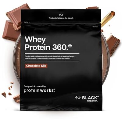 THE PROTEIN WORKS Protein Works Whey Protein 360 Black, Chocolate Silk, 1.2kg Whey Protein Pulver, Premium-Qualität, Tri-Protein-Mix, Ohne Zuckerzusatz, Komplettes Aminosäureprofil, 40 Portionen THE PROTEIN WORKS Protein Works Whey Protein 360 Black, Chocolate Silk, 1.2kg Whey Protein Pulver, Premium-Qualität, Tri-Protein-Mix, Ohne Zuckerzusatz, Komplettes Aminosäureprofil, 40 Portionen