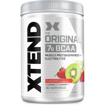 Scivation XTEND Original BCAA-Pulver Erdbeer-Kiwi-Spritzer Ergänzungsmittel mit verzweigtkettigen Aminosäuren 7 g BCAA + Muskelproteinsynthese Elektrolyte für Regeneration & Hydration 30 Portionen Scivation XTEND Original BCAA-Pulver Erdbeer-Kiwi-Spritzer Ergänzungsmittel mit verzweigtkettigen Aminosäuren 7 g BCAA + Muskelproteinsynthese Elektrolyte für Regeneration & Hydration 30 Portionen