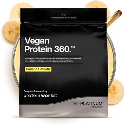 THE PROTEIN WORKS Protein Works Vegan Protein 360 Platinum, Banana Smooth, 2kg Veganes Proteinpulver, Premium 4-Protein-Mix, Omega 3, Elektrolyte, Probiotika, 26 Vitamine & Mineralstoffe, 166 Vorteile THE PROTEIN WORKS Protein Works Vegan Protein 360 Platinum, Banana Smooth, 2kg Veganes Proteinpulver, Premium 4-Protein-Mix, Omega 3, Elektrolyte, Probiotika, 26 Vitamine & Mineralstoffe, 166 Vorteile