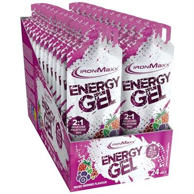 IronMaxx ® Energy Gel – Mixed Berries 24x67ml Mit 25 g Kohlenhydraten & 200mg Natrium pro Portion Ideal bei intensiver körperlicher Belastung Praktisch für unterwegs IronMaxx ® Energy Gel – Mixed Berries 24x67ml Mit 25 g Kohlenhydraten & 200mg Natrium pro Portion Ideal bei intensiver körperlicher Belastung Praktisch für unterwegs