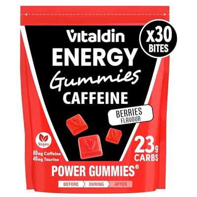 Vitaldin SPORT Power Gummies Caffeine & Taurine – Schnelle, anhaltende Energie – 80 mg Koffein, 40 mg Taurin pro Serving + Vitamin B6 – Doypack 30 Fruchtgummis Bites – Rote Beeren-Geschmack – Vegan Vitaldin SPORT Power Gummies Caffeine & Taurine – Schnelle, anhaltende Energie – 80 mg Koffein, 40 mg Taurin pro Serving + Vitamin B6 – Doypack 30 Fruchtgummis Bites – Rote Beeren-Geschmack – Vegan