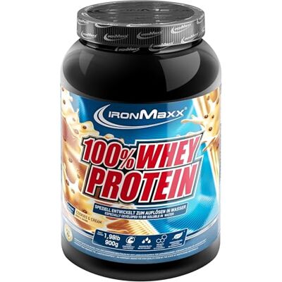 IronMaxx 100% Whey Protein Pulver 900g Cookies & Cream Cremiger Eiweißshake mit BCAAs & EAAs High Protein, Low Carb & zuckerarm Ideal für Muskelaufbau & Fitness Design kann variieren IronMaxx 100% Whey Protein Pulver 900g Cookies & Cream Cremiger Eiweißshake mit BCAAs & EAAs High Protein, Low Carb & zuckerarm Ideal für Muskelaufbau & Fitness Design kann variieren