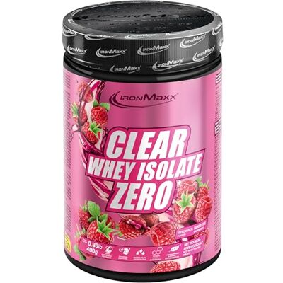 IronMaxx Clear Whey Isolate Zero Raspberry 400g Dose Klares Molkenprotein-Isolat ohne Zucker Laktosefreies Clear Protein Protein Limonade mit fruchtig-erfrischendem Geschmack IronMaxx Clear Whey Isolate Zero Raspberry 400g Dose Klares Molkenprotein-Isolat ohne Zucker Laktosefreies Clear Protein Protein Limonade mit fruchtig-erfrischendem Geschmack