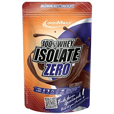 IronMaxx 100% Whey Isolate Zero Protein Pulver Schokolade 400g Beutel zuckerfreies, wasserlösliches Eiweißpulver aus Molkenprotein verschiedene Geschmacksrichtungen IronMaxx 100% Whey Isolate Zero Protein Pulver Schokolade 400g Beutel zuckerfreies, wasserlösliches Eiweißpulver aus Molkenprotein verschiedene Geschmacksrichtungen