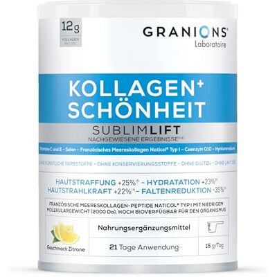 Granions Kollagen Pulver 310g Meereskollagen Typ 1 Mit Vitamin C & Hyaluronsäure Kollagenpulver Für Haut, Haare & Nägel Mit Coenzym Q10, Hyaluronsäure & Meereskollagen Zitronengeschmack Granions Kollagen Pulver 310g Meereskollagen Typ 1 Mit Vitamin C & Hyaluronsäure Kollagenpulver Für Haut, Haare & Nägel Mit Coenzym Q10, Hyaluronsäure & Meereskollagen Zitronengeschmack
