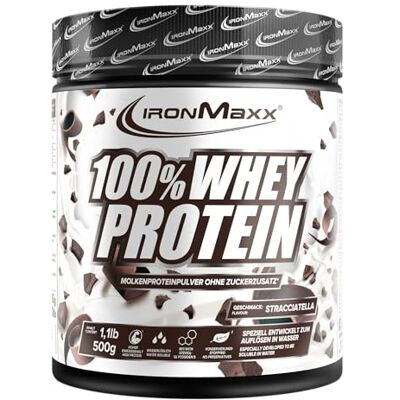 IronMaxx 100% Whey Protein Pulver 500g Stracciatella Cremiger Eiweißshake mit BCAAs & EAAs High Protein, Low Carb & zuckerarm Ideal für Muskelaufbau & Fitness IronMaxx 100% Whey Protein Pulver 500g Stracciatella Cremiger Eiweißshake mit BCAAs & EAAs High Protein, Low Carb & zuckerarm Ideal für Muskelaufbau & Fitness