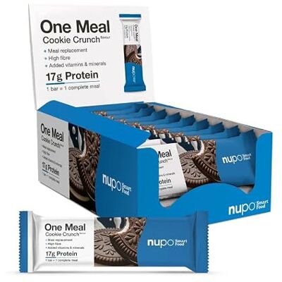 NUPO One Meal Bar Cookie Crunch (15 x 60g) I Leckerer High Protein Riegel zum Abnehmen Mahlzeitenersatz Protein Bar Low Sugar I Kalorienarme Snacks mit Nährstoffen Vitaminen und Mineralien NUPO One Meal Bar Cookie Crunch (15 x 60g) I Leckerer High Protein Riegel zum Abnehmen Mahlzeitenersatz Protein Bar Low Sugar I Kalorienarme Snacks mit Nährstoffen Vitaminen und Mineralien