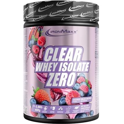 IronMaxx Clear Whey Isolate Zero Wild Berries 400g Dose Klares Molkenprotein-Isolat ohne Zucker Laktosefreies Clear Protein Protein Limonade mit fruchtig-erfrischendem Geschmack IronMaxx Clear Whey Isolate Zero Wild Berries 400g Dose Klares Molkenprotein-Isolat ohne Zucker Laktosefreies Clear Protein Protein Limonade mit fruchtig-erfrischendem Geschmack