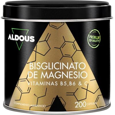 Aldous Bio Magnesium Bisglycinat 200 Kapseln Vitamin C, B6, B5 Hochgradig Aldous Bio Magnesium Bisglycinat 200 Kapseln Vitamin C, B6, B5 Hochgradig