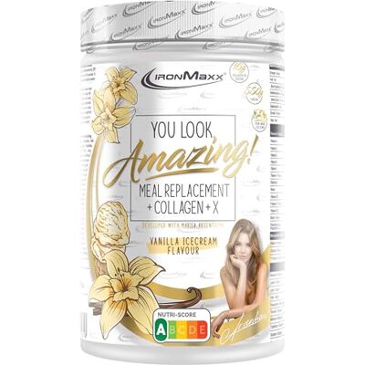 IronMaxx Amazing Food Mahlzeitenersatz + Collagen + X Vanilla Ice Cream 550g Dose Mit Collagen, High Protein und Glutenfrei, mit hochwertigem Kollagen, In Kooperation mit Mariia IronMaxx Amazing Food Mahlzeitenersatz + Collagen + X Vanilla Ice Cream 550g Dose Mit Collagen, High Protein und Glutenfrei, mit hochwertigem Kollagen, In Kooperation mit Mariia