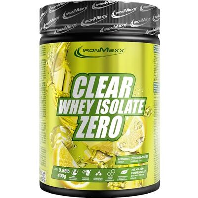 IronMaxx Clear Whey Isolate Zero Lemon Ice Tea 400g Dose Klares Molkenprotein-Isolat ohne Zucker Laktosefreies Clear Protein Protein Limonade mit fruchtig-erfrischendem Geschmack IronMaxx Clear Whey Isolate Zero Lemon Ice Tea 400g Dose Klares Molkenprotein-Isolat ohne Zucker Laktosefreies Clear Protein Protein Limonade mit fruchtig-erfrischendem Geschmack