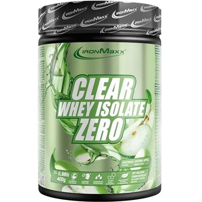 IronMaxx Clear Whey Isolate Zero Green Apple 400g Dose Klares Molkenprotein-Isolat ohne Zucker Laktosefreies Clear Protein Protein Limonade mit fruchtig-erfrischendem Geschmack IronMaxx Clear Whey Isolate Zero Green Apple 400g Dose Klares Molkenprotein-Isolat ohne Zucker Laktosefreies Clear Protein Protein Limonade mit fruchtig-erfrischendem Geschmack