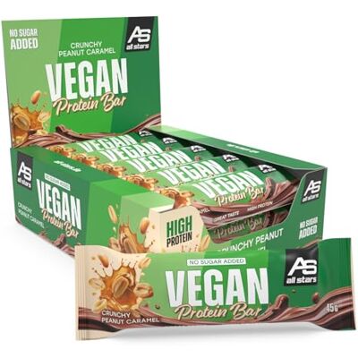 All Stars Plant Based Protein Bar Crunchy Peanut Caramel I 15 x 45g Protein Bar ohne Zuckerzusatz I Vegan I Glutenfrei I Pflanzlicher Eiweiß-Riegel mit Erdnuss-Karamell Geschmack All Stars Plant Based Protein Bar Crunchy Peanut Caramel I 15 x 45g Protein Bar ohne Zuckerzusatz I Vegan I Glutenfrei I Pflanzlicher Eiweiß-Riegel mit Erdnuss-Karamell Geschmack