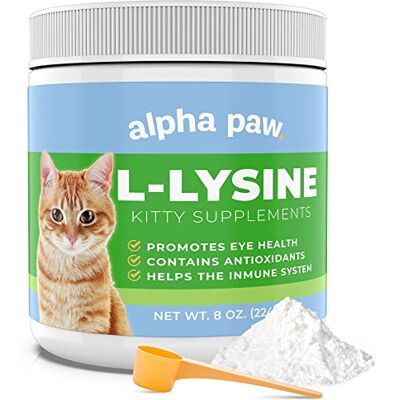 Alpha Lysin für Katzen – 224 g Bestes L-Lysin-Pulver-Nahrungsergänzungsmittel – natürliches Immunsystem in menschlicher Qualität – hält Augen und Atemwege gesund – 750 mg pro Portion Alpha Lysin für Katzen – 224 g Bestes L-Lysin-Pulver-Nahrungsergänzungsmittel – natürliches Immunsystem in menschlicher Qualität – hält Augen und Atemwege gesund – 750 mg pro Portion