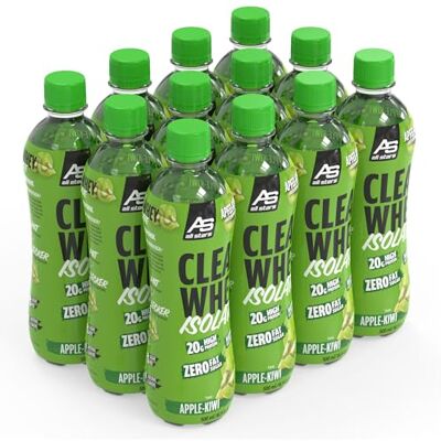 All Stars CLEAR WHEY ISOALTE, 12 x 500ml I Protein Drink verzehrfertig I Wasser proteinhaltig mit 20g Whey-Protein I Eiweiß-Getränk laktosefrei + zuckerfrei I Eiweißshake flüssig Apfel-Kiwi All Stars CLEAR WHEY ISOALTE, 12 x 500ml I Protein Drink verzehrfertig I Wasser proteinhaltig mit 20g Whey-Protein I Eiweiß-Getränk laktosefrei + zuckerfrei I Eiweißshake flüssig Apfel-Kiwi