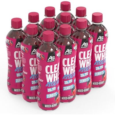 All Stars CLEAR WHEY ISOLATE, lecker, fruchtiger Eiweißdrink ohne Zuckerzusatz, Erfrischungsgetränk für Sportler mit hochwertigem Whey Protein Isolat mit nur 79 Kalorien, 12 x 500ml, Mixed Berry All Stars CLEAR WHEY ISOLATE, lecker, fruchtiger Eiweißdrink ohne Zuckerzusatz, Erfrischungsgetränk für Sportler mit hochwertigem Whey Protein Isolat mit nur 79 Kalorien, 12 x 500ml, Mixed Berry