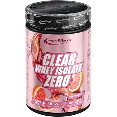 IronMaxx Clear Whey Isolate Zero Grapefruit 400g Dose Klares Molkenprotein-Isolat ohne Zucker Laktosefreies Clear Protein Protein Limonade mit fruchtig-erfrischendem Geschmack IronMaxx Clear Whey Isolate Zero Grapefruit 400g Dose Klares Molkenprotein-Isolat ohne Zucker Laktosefreies Clear Protein Protein Limonade mit fruchtig-erfrischendem Geschmack
