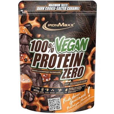 IronMaxx 100% Vegan Protein Zero Dark Cookie Salted Caramel 500g Veganes Eiweißpulver ohne Zucker Low Carb Protein Shake, High Protein, laktosefrei, geeignet für Muskelaufbau & Diät IronMaxx 100% Vegan Protein Zero Dark Cookie Salted Caramel 500g Veganes Eiweißpulver ohne Zucker Low Carb Protein Shake, High Protein, laktosefrei, geeignet für Muskelaufbau & Diät