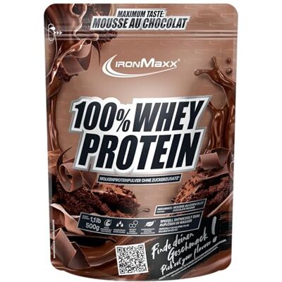 IronMaxx 100% Whey Protein Pulver 500g Mousse au Chocolat Cremiger Eiweißshake mit BCAAs & EAAs High Protein, Low Carb & zuckerarm Ideal für Muskelaufbau & Fitness IronMaxx 100% Whey Protein Pulver 500g Mousse au Chocolat Cremiger Eiweißshake mit BCAAs & EAAs High Protein, Low Carb & zuckerarm Ideal für Muskelaufbau & Fitness