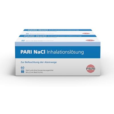 PARI Kochsalzlösung zum Inhalieren für Kinder und Erwachsene – 120 Ampullen á 2,5ml NaCl 0,9 Inhalationslösung Steril und ohne Konservierungsstoffe PARI Kochsalzlösung zum Inhalieren für Kinder und Erwachsene – 120 Ampullen á 2,5ml NaCl 0,9 Inhalationslösung Steril und ohne Konservierungsstoffe