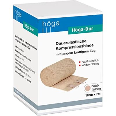 Höga -Dur, dauerelastische Kompressionsbinde mit langem Zug 10 cm x 7 m gedehnt – hautfreundlich, luftdurchlässig Höga -Dur, dauerelastische Kompressionsbinde mit langem Zug 10 cm x 7 m gedehnt – hautfreundlich, luftdurchlässig