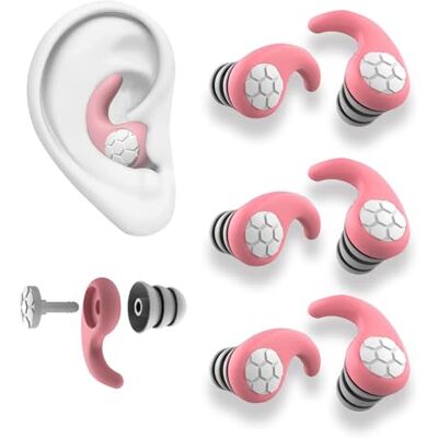 KKNE Rosa Schlaf-Ohrstöpsel, 3 Paar, wiederverwendbar und waschbar, dreischichtige Silikon-Ohrstöpsel zur Geräuschunterdrückung, ideal für Schlafen, Lernen, Reisen und gegen Schnarchen KKNE Rosa Schlaf-Ohrstöpsel, 3 Paar, wiederverwendbar und waschbar, dreischichtige Silikon-Ohrstöpsel zur Geräuschunterdrückung, ideal für Schlafen, Lernen, Reisen und gegen Schnarchen