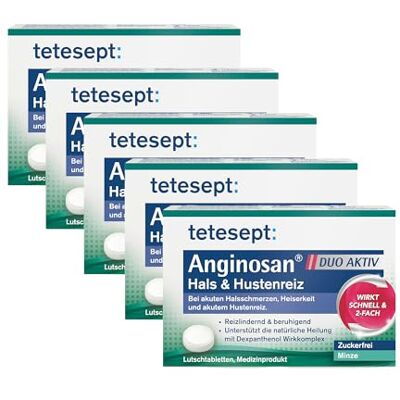 tetesept Anginosan Hals & Hustenreiz, Lutschtabletten, 5 x 20 Tabletten tetesept Anginosan Hals & Hustenreiz, Lutschtabletten, 5 x 20 Tabletten