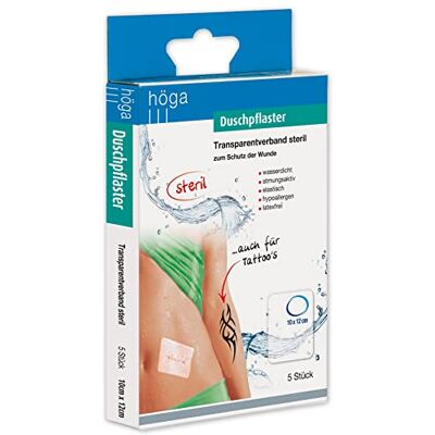 Höga Duschpflaster, Transparentverband steril 10 cm x 12 cm, 5 Stück, 1er Pack (1 x 5 Stück) Höga Duschpflaster, Transparentverband steril 10 cm x 12 cm, 5 Stück, 1er Pack (1 x 5 Stück)