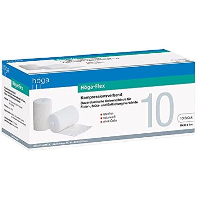 Höga -Flex 10 cm x 4 m, Kompressionsverband, latexfrei, naturweiss 10 Stück pro Packung, 1er Pack (1 x 10 Stück) Höga -Flex 10 cm x 4 m, Kompressionsverband, latexfrei, naturweiss 10 Stück pro Packung, 1er Pack (1 x 10 Stück)