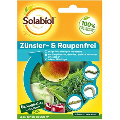 Solabiol Zünsler- und Raupenfrei, biologisches Mittel gegen Raupen an Zierpflanzen, Obst und Gemüse,15 ml Flüssigkonzentrat Solabiol Zünsler- und Raupenfrei, biologisches Mittel gegen Raupen an Zierpflanzen, Obst und Gemüse,15 ml Flüssigkonzentrat