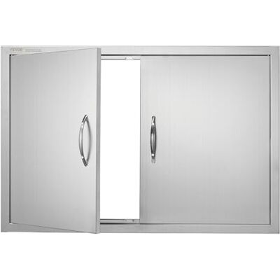 VEVOR Grill-Zugangstür, 889 x 610 mm, Doppelte Außenküchentür, Flächenbündig Montierte Edelstahltür, Vertikale Wandtür mit Griffen, für Grillinsel, Grillstation, Außenschrank VEVOR Grill-Zugangstür, 889 x 610 mm, Doppelte Außenküchentür, Flächenbündig Montierte Edelstahltür, Vertikale Wandtür mit Griffen, für Grillinsel, Grillstation, Außenschrank