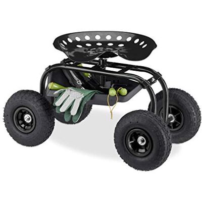 Relaxdays Rollsitz, für Garten & Werkstatt, 150kg, höhenverstellbar 48-56 cm, fahrbarer Gartensitz mit 4 Rädern, schwarz Relaxdays Rollsitz, für Garten & Werkstatt, 150kg, höhenverstellbar 48-56 cm, fahrbarer Gartensitz mit 4 Rädern, schwarz
