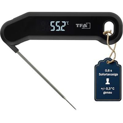 TFA Dostmann Digitales Fleischthermometer 0,6s schnell Messung, 14.1519, Grillthermometer, 0,3 °C Genau, Thermometer, Kochen, Bratenthermometer, für Küche Grill BBQ Backen, Küchenthermometer, schwarz TFA Dostmann Digitales Fleischthermometer 0,6s schnell Messung, 14.1519, Grillthermometer, 0,3 °C Genau, Thermometer, Kochen, Bratenthermometer, für Küche Grill BBQ Backen, Küchenthermometer, schwarz