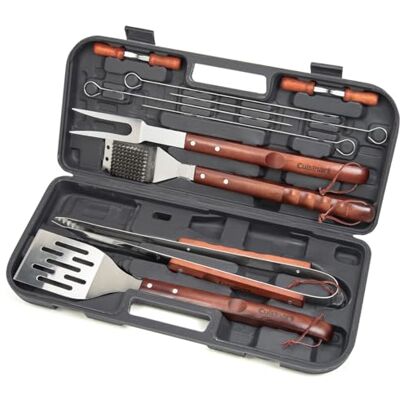 Cuisinart 13-teiliges Grillwerkzeug-Set mit Holzgriffen BBQ-Zubehör und Utensilien Edelstahl Kochspatel, Zange, Maiskolbenhalter, Spieße, Backpinsel, Reinigungsbürste, Aufbewahrungskoffer Cuisinart 13-teiliges Grillwerkzeug-Set mit Holzgriffen BBQ-Zubehör und Utensilien Edelstahl Kochspatel, Zange, Maiskolbenhalter, Spieße, Backpinsel, Reinigungsbürste, Aufbewahrungskoffer