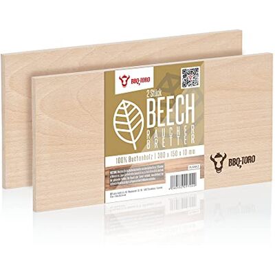 BBQ-Toro Räucherbrett aus 100% Buchenholz (2 Stück) 30 x 15 x 1 cm Grillbrett zum Erzeugen von Raucharomen für Fisch, Fleisch, Gemüse, Backwaren Planke zum Grillen, BBQ, Backen BBQ-Toro Räucherbrett aus 100% Buchenholz (2 Stück) 30 x 15 x 1 cm Grillbrett zum Erzeugen von Raucharomen für Fisch, Fleisch, Gemüse, Backwaren Planke zum Grillen, BBQ, Backen